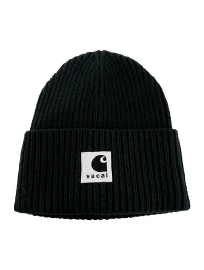 Pre-owned Sacai Embroidered Wool Beanie Hat In Green
