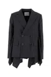 Sacai Embroidered Wool Blazer In Gray