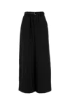Sacai Wide-leg Wool Trousers With Belted Waist In Black