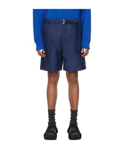 Sacai Embroidery Casual Shorts In Blue