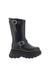 Sacai Woman Boot Black Size 8 Cow Leather In Black