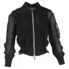 Sacai Eyelet Zipped Bomber Jacket In Black Cotton In Black