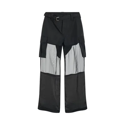 Sacai Fabric Combo Pants In Black