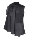 Sacai Back Pleated Sleeveless Shirt In Black