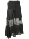 Sacai Black Midi Skirt In Black  