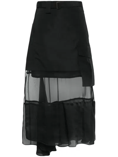 Sacai Fabric Combo Skirt Clothing In Black