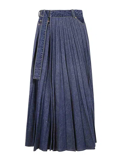 Sacai Denim Skirt In Blue