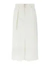 Sacai White Pleated Denim Skirt