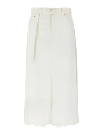SACAI PLEATED DENIM SKIRT