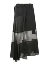 Sacai Pleated Panelled Midi Skirt In Black