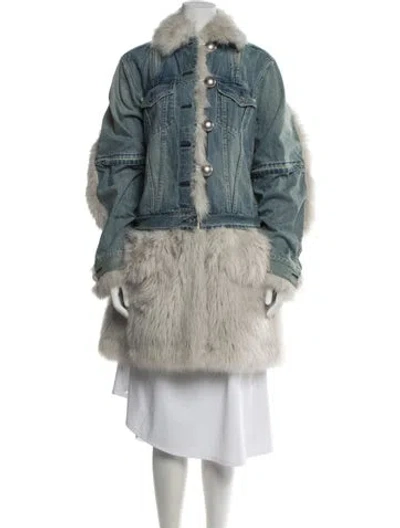 Pre-owned Sacai Faux Fur Coat In Blue