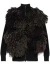 Sacai Faux-fur Embellishment Cardigan In Green