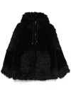 Sacai Black Faux-shearling X Faux-fur Hoodie In Black