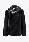 Sacai Leather Jacket With Adjustable Side Straps In Black