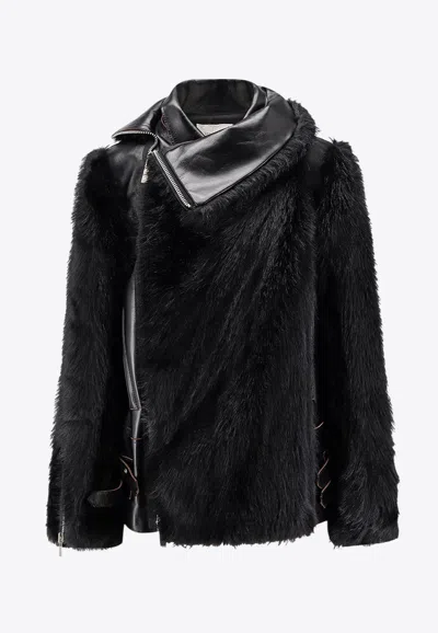 SACAI FAUX FUR LEATHER JACKET