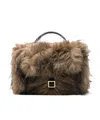 Sacai Mini Handbag With Faux Fur Texture In Sand