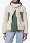 Sacai Faux Fur Zip-up Jacket In Green