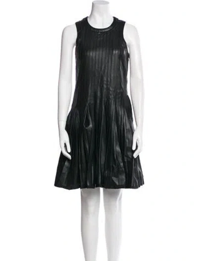 Pre-owned Sacai Faux Leather Mini Dress In Black