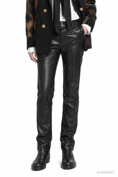 Sacai Faux Leather Pants In Black