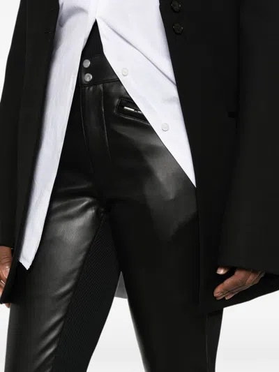 Sacai Faux Leather Trousers In Black