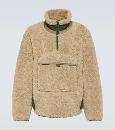 Sacai Faux Shearling Jacket In Beige