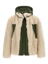 Sacai Eco Shearling And Nylon Jacket In Multi