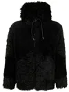 Sacai Black Faux-shearling X Faux-fur Hoodie In Black