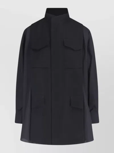 Sacai Maxi Shirt In Satin Crepe In Black