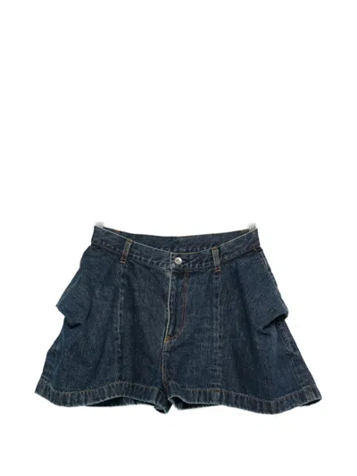 Sacai Flap-detail Denim Shorts In Blue