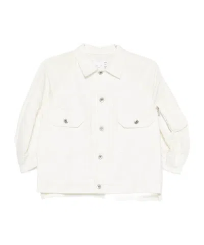 Sacai Long-sleeved Casual Jacket In White