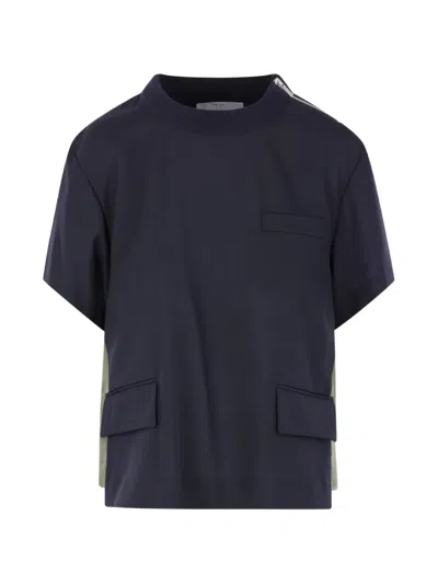 Sacai Flap-pocket T-shirt In Blue