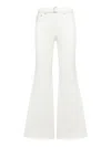 Sacai High-waisted Belted Flared Jeans In White