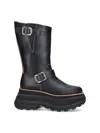Sacai Leather Platform Biker Boots In Black  