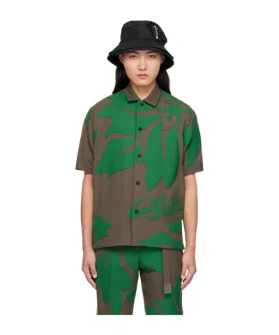 Sacai Floral Button-down Shirt In Green