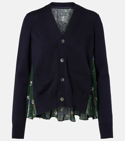 Sacai Floral Cotton Cardigan In Multi
