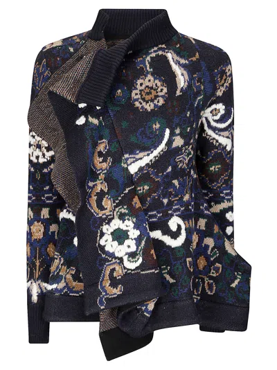 Sacai Floral Jacquard Sweater In Multi