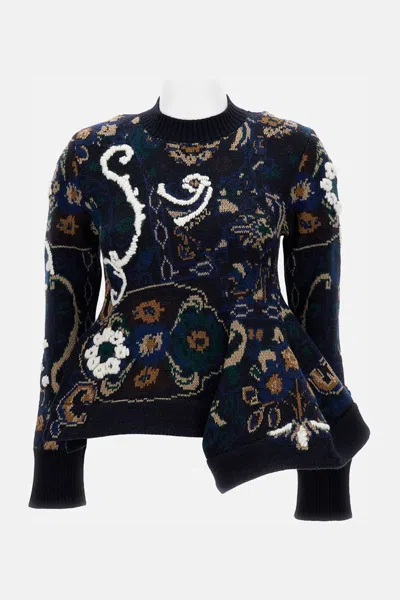 SACAI FLORAL JACQUARD PULLOVER