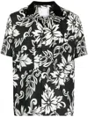 Sacai Men's Floral Half-zip Pullover In Black
