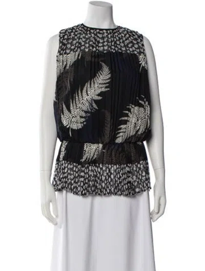Pre-owned Sacai Floral Print Crew Neck Blouse In Black