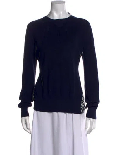 Pre-owned Sacai Floral Print Crew Neck Top In Blue