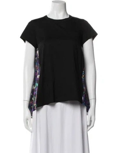 Pre-owned Sacai Floral Print Crew Neck T-shirt In Black