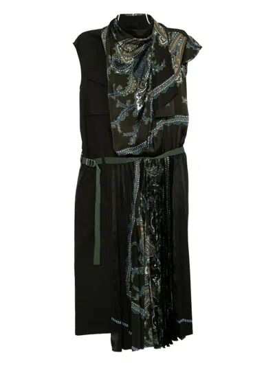 Sacai Floral-print Dress In Green