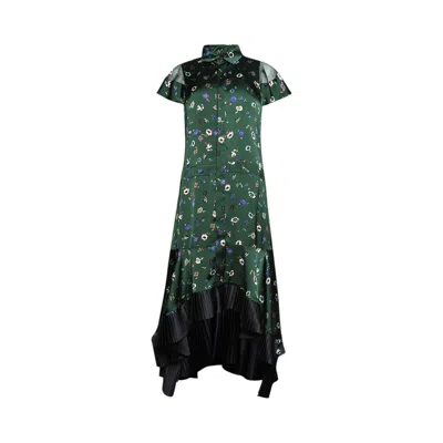 Pre-owned Sacai Floral Print Dress 'green' | Women's Size 1