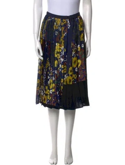 Pre-owned Sacai Floral Print Knee-length Skirt In Black