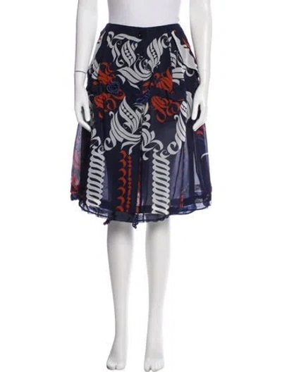 Pre-owned Sacai Floral Print Knee-length Skirt In Blue