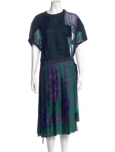 Pre-owned Sacai Floral Print Long Dress In Multi