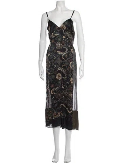 Pre-owned Sacai Floral Print Midi Length Dress In Black