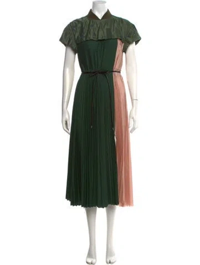 Pre-owned Sacai Floral Print Midi Length Dress In Green