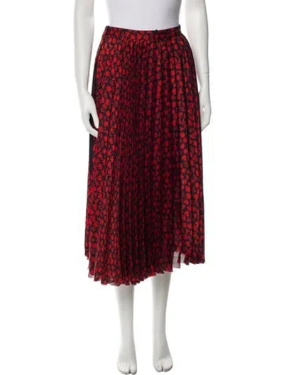 Pre-owned Sacai Floral Print Midi Length Skirt W/ Tags In Red