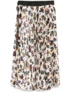 Sacai Printed Pleated Midi Skirt In Grey
